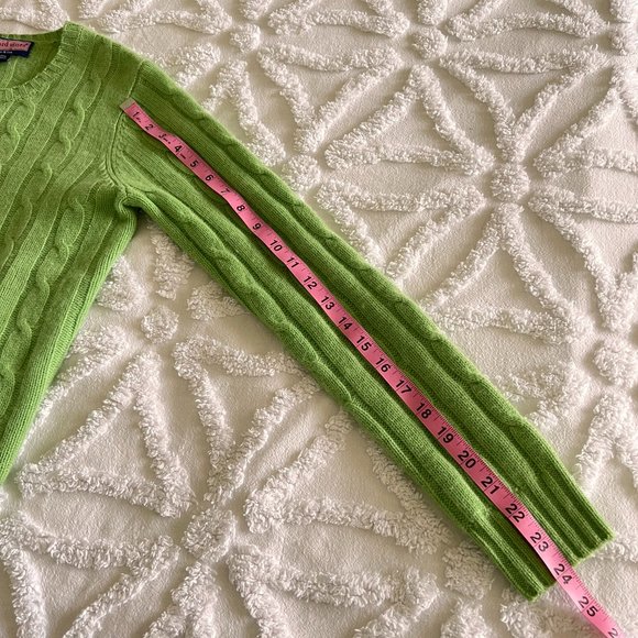 VINEYARD VINES Women's Green 100% Cable Knit Cashmere Sweater - Picture 8 of 8